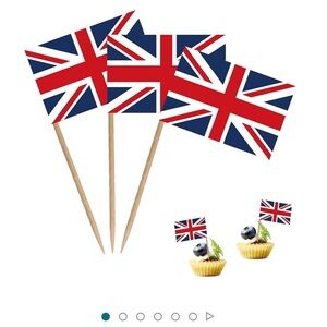 80 United Kingdom UK Toothpick Flag Mini Fruit Cupcake Toppers